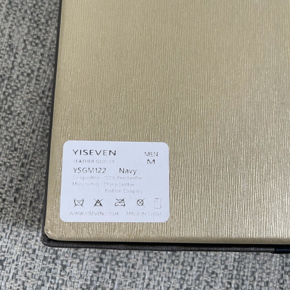 Yiseven Men’s 100% Leather Gloves sz M Navy Blue - Picture 9 of 9